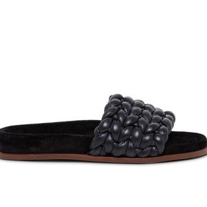 CHLOE BLACK BRAIDED LEATHER MULES SANDALS